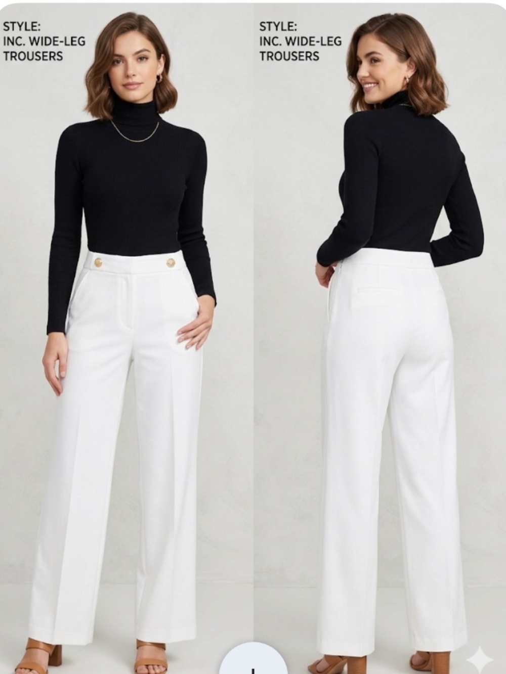 BRAND NEW Women INC Off-White Lined Wide Leg Slacks w/Invisible Side Zipper (4)